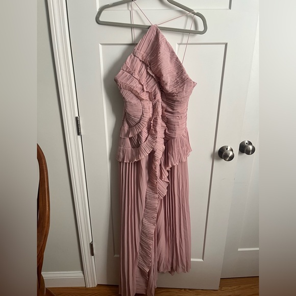 Chic One-Shoulder Pink Ruffle Dress - Picture 4 of 8